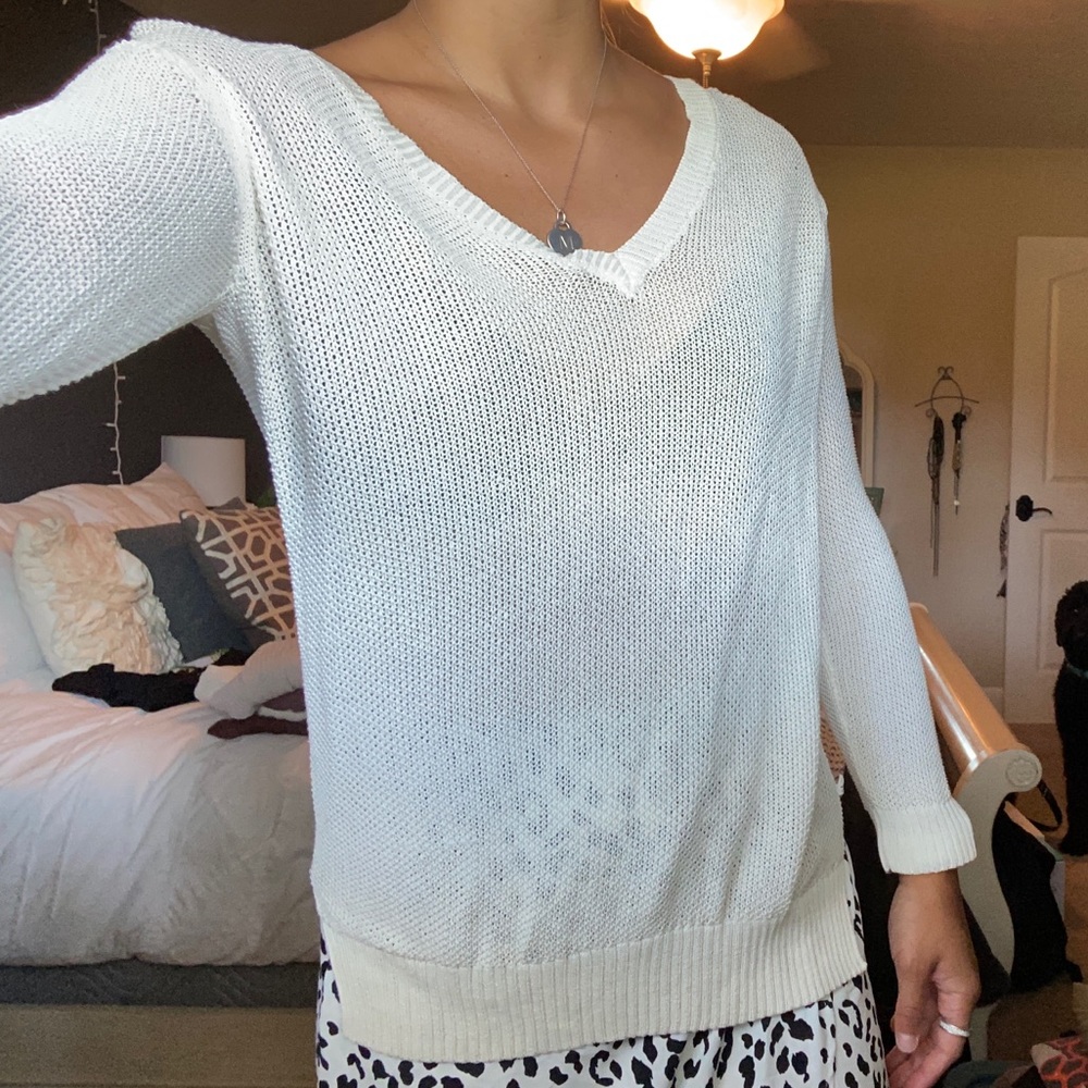 white sweater